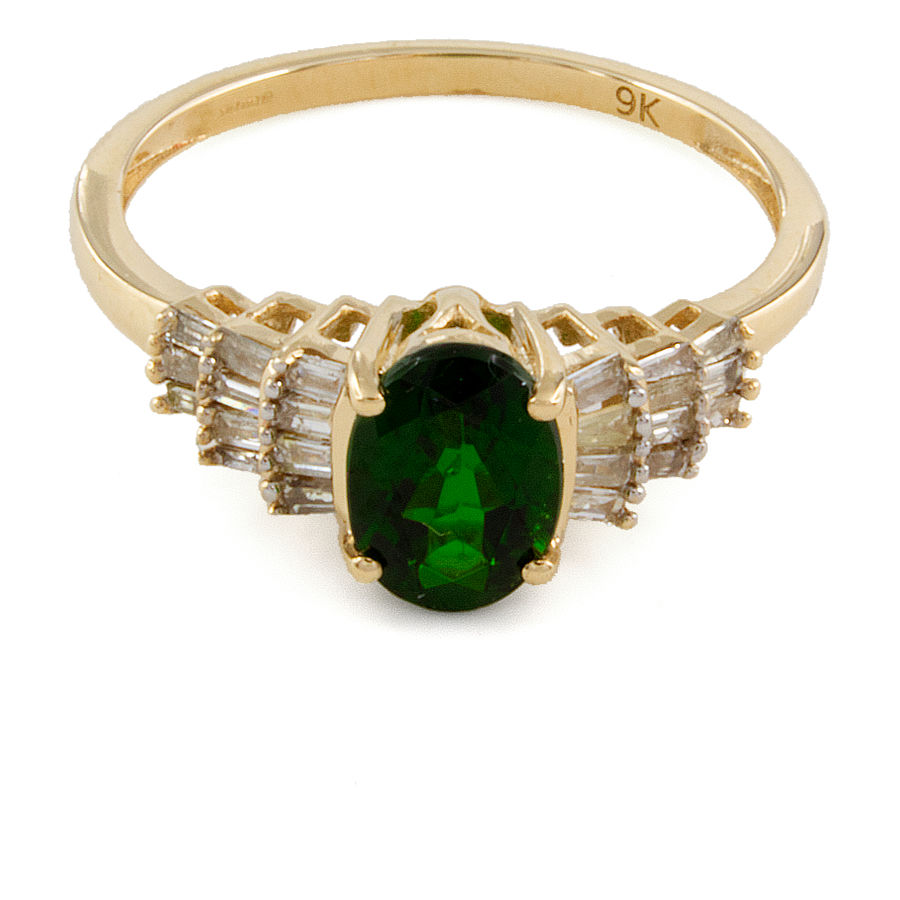 9ct gold Russian diopside / Diamond Ring size L